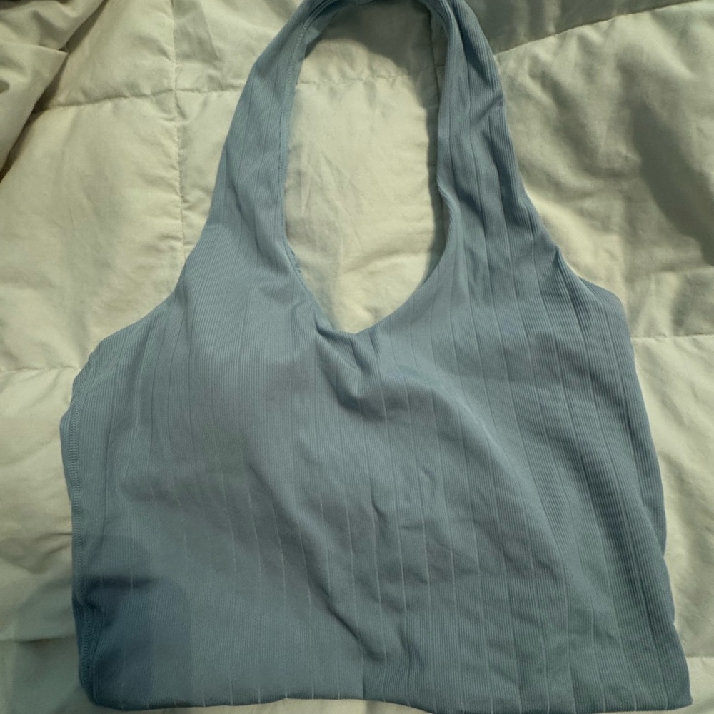 Klassy Network Light Blue Padded Halter Top